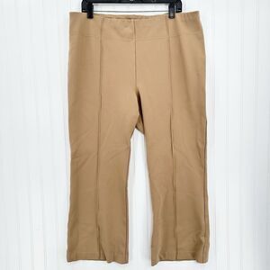 Express Pants Womens XL Columnist Wide Leg Crop High Rise Tan Ponte Career